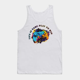 Life is like game play to win, colorful gaming controller Tank Top